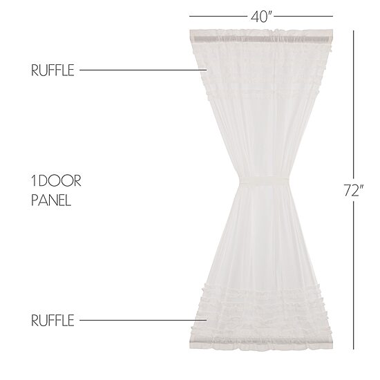 Vhc Brands Ruffle Sheer Petti Sheer Rod Pocket Single Door Panel Curtain
