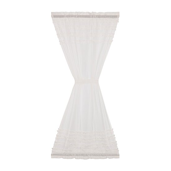 Vhc Brands Ruffle Sheer Petti Sheer Rod Pocket Single Door Panel Curtain