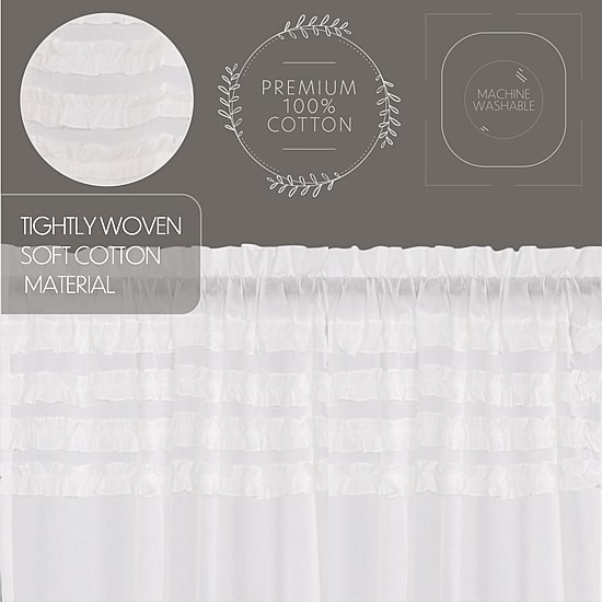 Vhc Brands Ruffle Sheer Petti Prairie Rod Pocket Embellished Sheer Set of 2 Curtain Panel