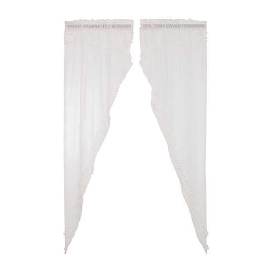 Vhc Brands Ruffle Sheer Petti Prairie Rod Pocket Embellished Sheer Set of 2 Curtain Panel