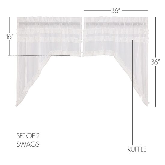 Vhc Brands Ruffle Sheer Petti Swag Rod Pocket Tailored Valance