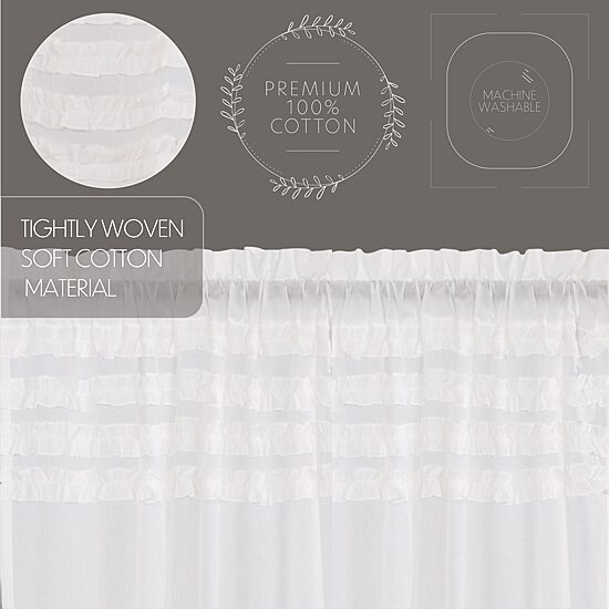 Vhc Brands Ruffle Sheer Petti Rod Pocket Tailored Valance