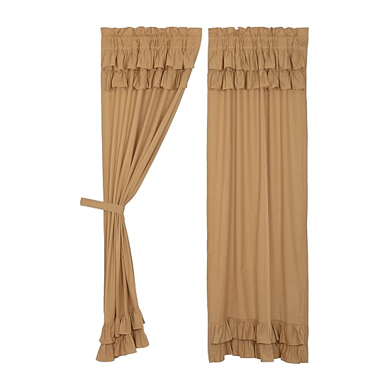 Vhc Brands Simple Life Ruffled Rod Pocket Light-Filtering Set of 2 Curtain Panel