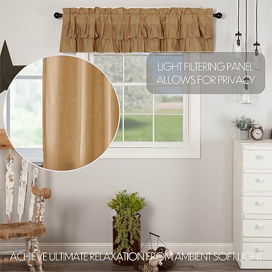 Vhc Brands Simple Life Ruffled Rod Pocket Tailored Valance