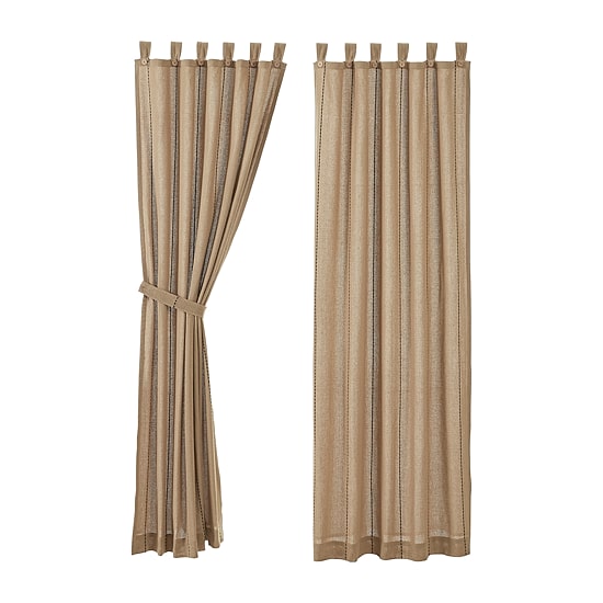 Vhc Brands Stitched Burlap Tab Top Light-Filtering Set of 2 Curtain Panel