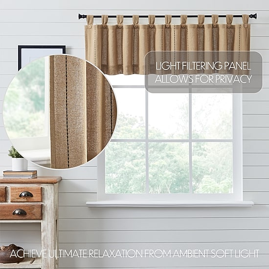 Vhc Brands Stitched Burlap Tab Top Tailored Valance