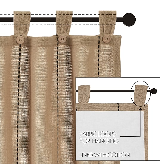 Vhc Brands Stitched Burlap Tab Top Tailored Valance