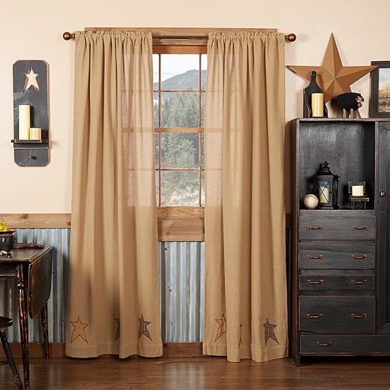 Vhc Brands Stratton Rod Pocket Embellished Light-Filtering Set of 2 Curtain Panel