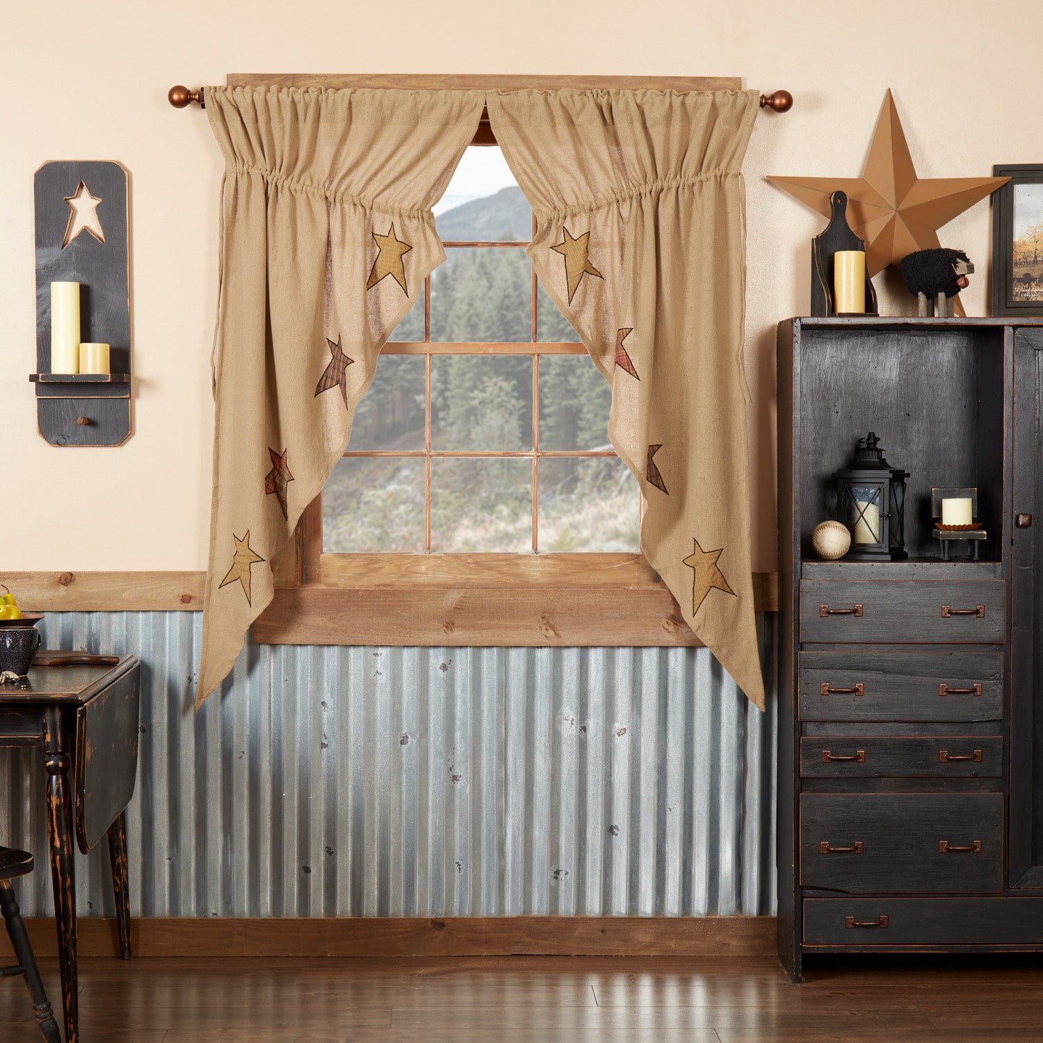 Vhc Brands Stratton Prairie Rod Pocket Embellished Light-Filtering Set of 2 Curtain Panel