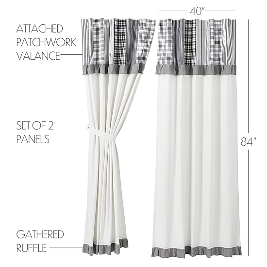 Vhc Brands Sawyer Attached Val Rod Pocket Light-Filtering Set of 2 Curtain Panel