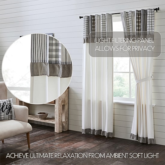 Vhc Brands Sawyer Attached Val Rod Pocket Light-Filtering Set of 2 Curtain Panel