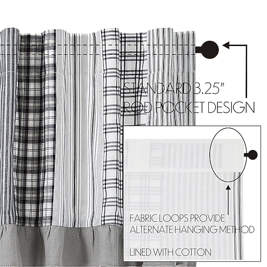 Vhc Brands Sawyer Attached Val Rod Pocket Light-Filtering Set of 2 Curtain Panel