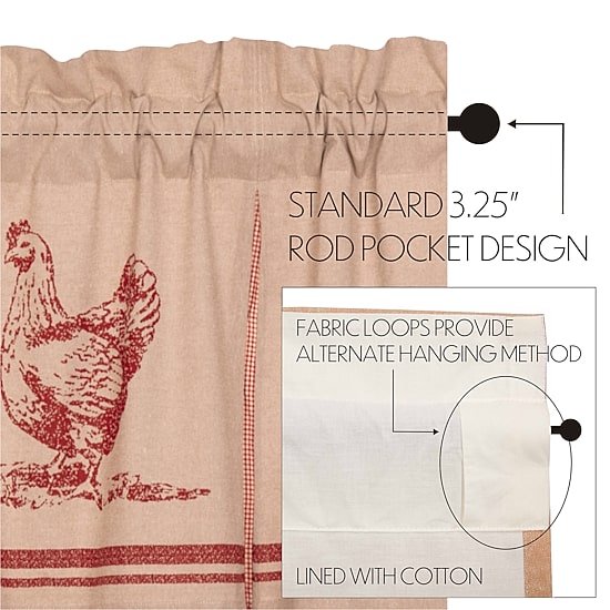 Vhc Brands Sawyer Chicken Rod Pocket Tailored Valance