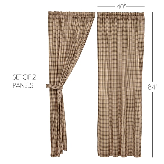 Vhc Brands Sawyer Plaid Rod Pocket Light-Filtering Set of 2 Curtain Panel