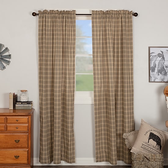 Vhc Brands Sawyer Plaid Rod Pocket Light-Filtering Set of 2 Curtain Panel