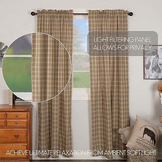 Vhc Brands Sawyer Plaid Rod Pocket Light-Filtering Set of 2 Curtain Panel