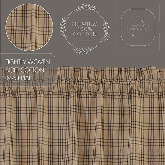 Vhc Brands Sawyer Plaid Rod Pocket Light-Filtering Set of 2 Curtain Panel