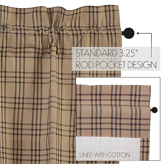 Vhc Brands Sawyer Plaid Rod Pocket Light-Filtering Set of 2 Curtain Panel