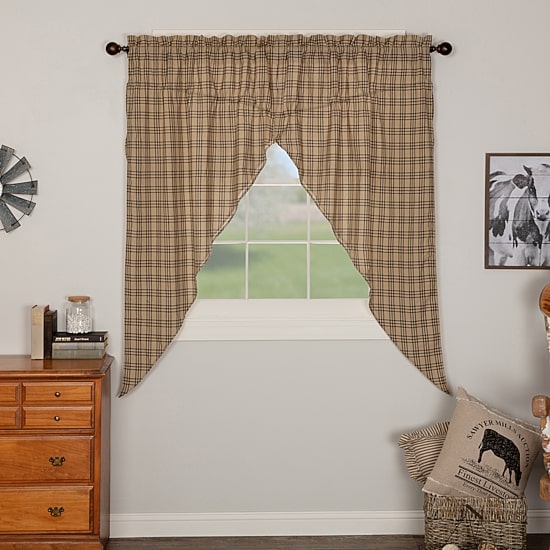 Vhc Brands Sawyer Plaid Prairie Rod Pocket Light-Filtering Set of 2 Curtain Panel