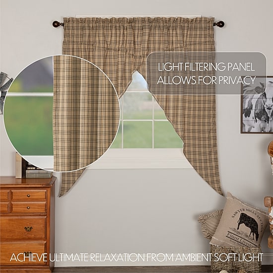 Vhc Brands Sawyer Plaid Prairie Rod Pocket Light-Filtering Set of 2 Curtain Panel