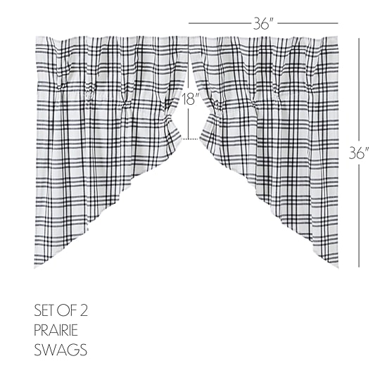 Vhc Brands Sawyer Plaid Prairie Swag Rod Pocket Tailored Valance