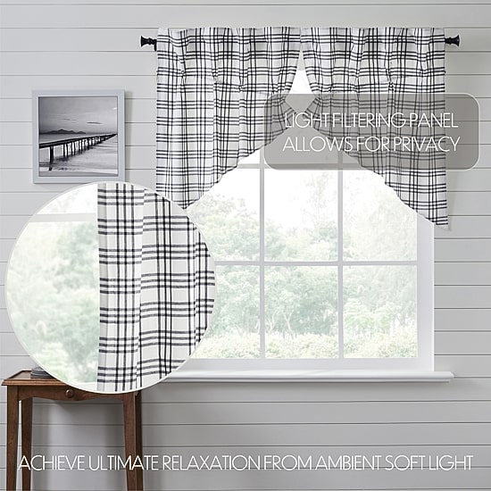Vhc Brands Sawyer Plaid Prairie Swag Rod Pocket Tailored Valance