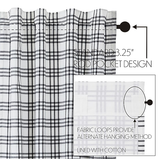 Vhc Brands Sawyer Plaid Prairie Swag Rod Pocket Tailored Valance