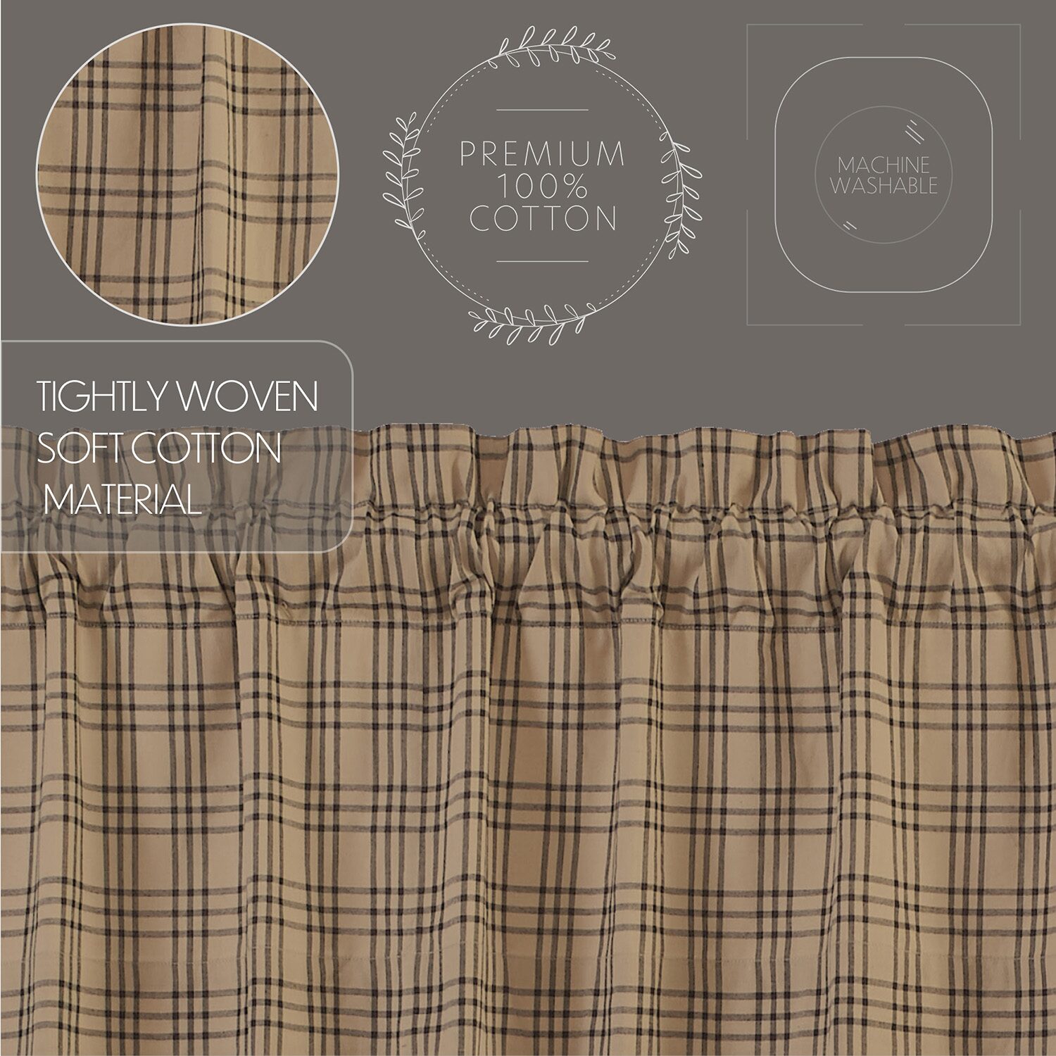 Vhc Brands Sawyer Plaid Rod Pocket Tailored Valance