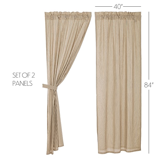 Vhc Brands Sawyer Ticking Rod Pocket Light-Filtering Set of 2 Curtain Panel