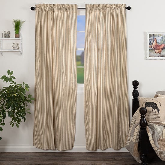 Vhc Brands Sawyer Ticking Rod Pocket Light-Filtering Set of 2 Curtain Panel
