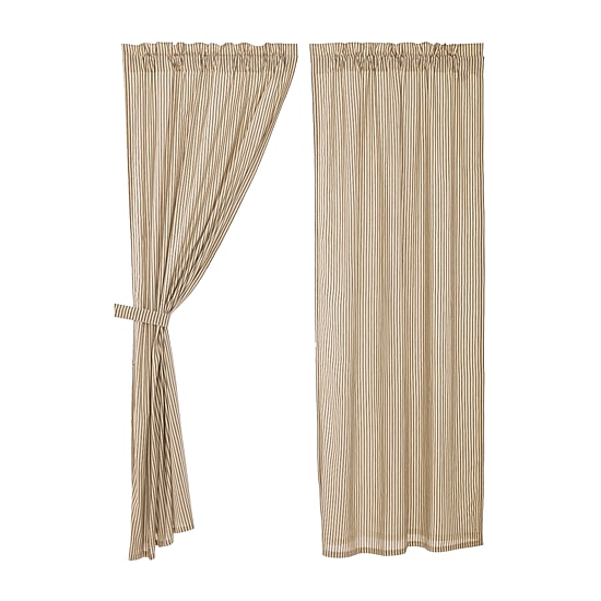 Vhc Brands Sawyer Ticking Rod Pocket Light-Filtering Set of 2 Curtain Panel