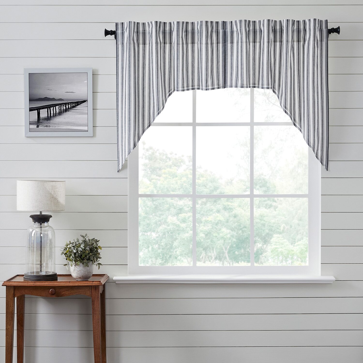 Vhc Brands Sawyer Ticking Swag Rod Pocket Tailored Valance