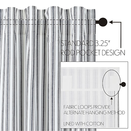 Vhc Brands Sawyer Ticking Rod Pocket Tailored Valance