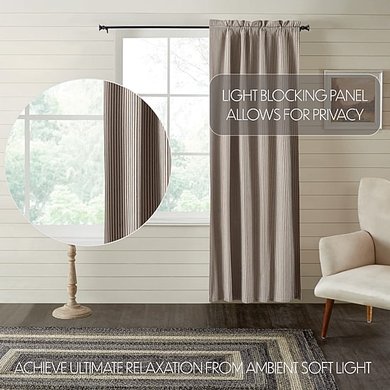 Vhc Brands Sawyer Ticking Rod Pocket Blackout Single Curtain Panel