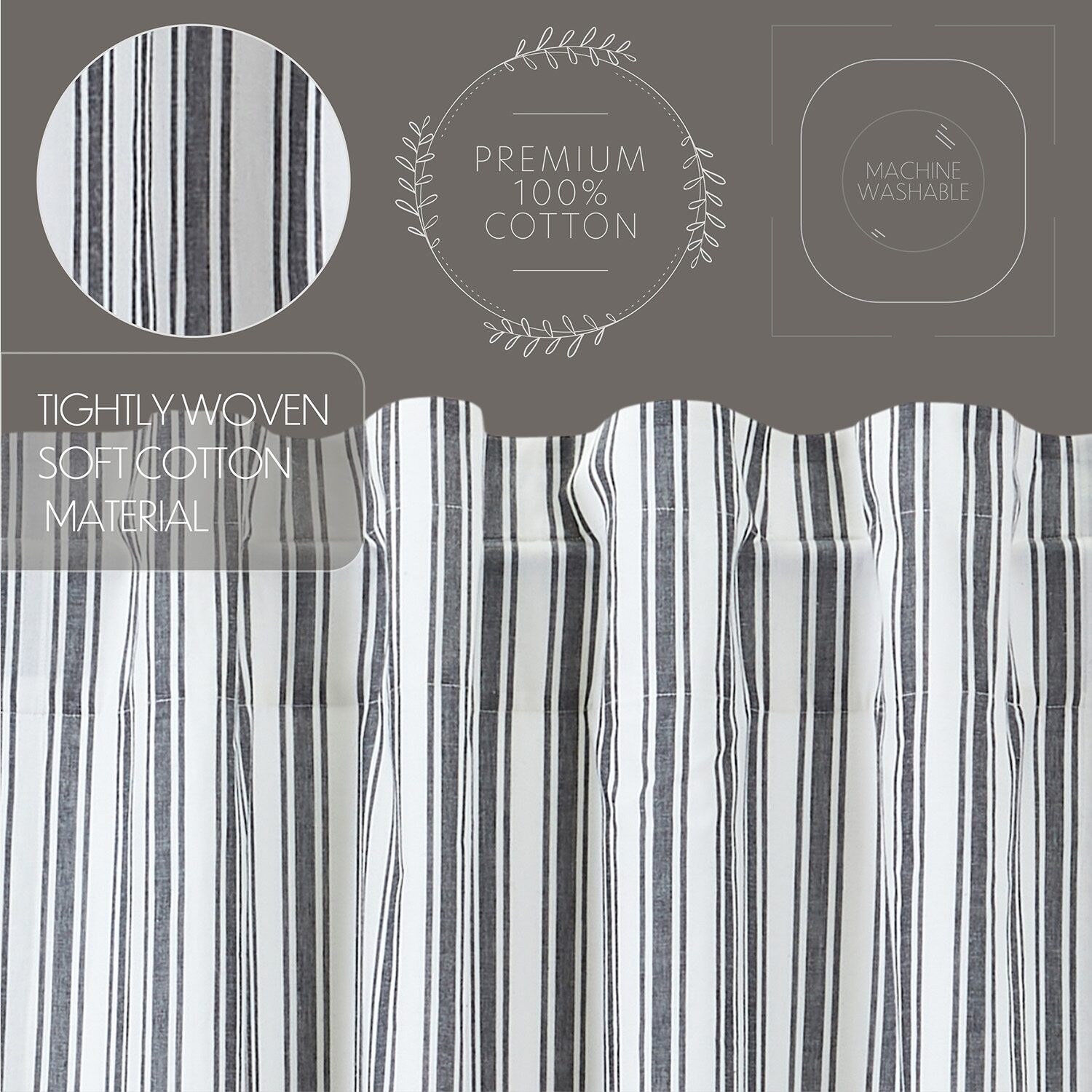 Vhc Brands Sawyer Ticking Rod Pocket Blackout Single Curtain Panel