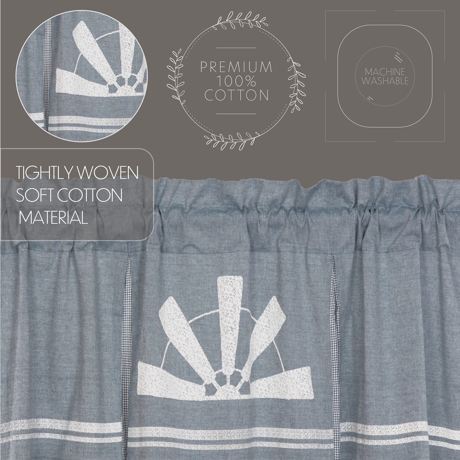 Vhc Brands Sawyer Windmill Rod Pocket Tailored Valance
