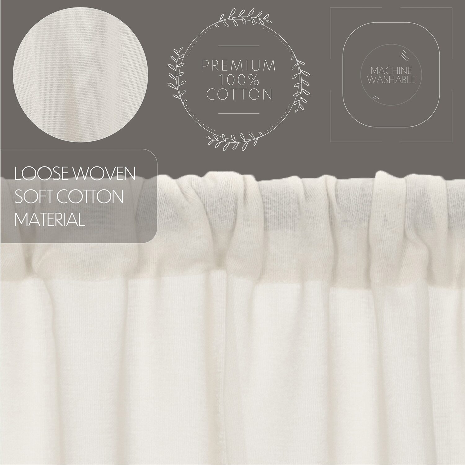 Vhc Brands Tobacco Cloth Rod Pocket Sheer Set of 2 Curtain Panel