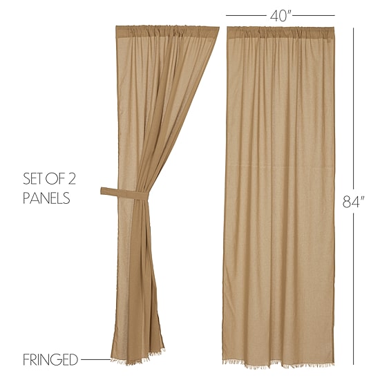 Vhc Brands Tobacco Cloth Rod Pocket Sheer Set of 2 Curtain Panel