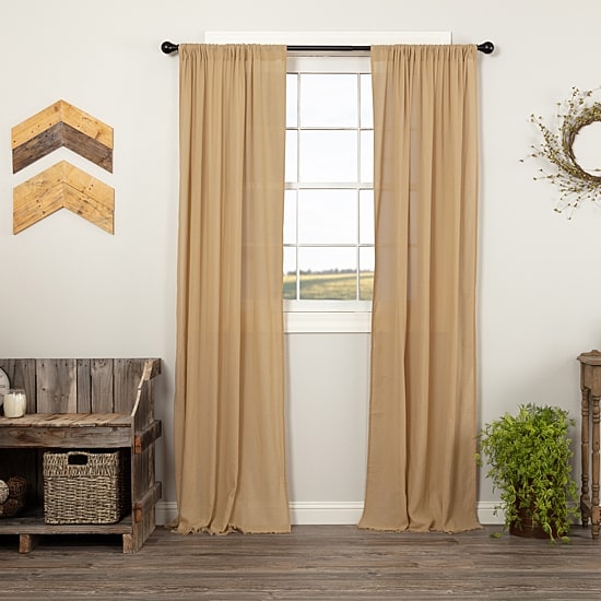Vhc Brands Tobacco Cloth Rod Pocket Sheer Set of 2 Curtain Panel