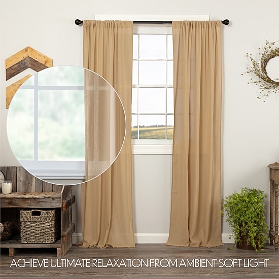 Vhc Brands Tobacco Cloth Rod Pocket Sheer Set of 2 Curtain Panel