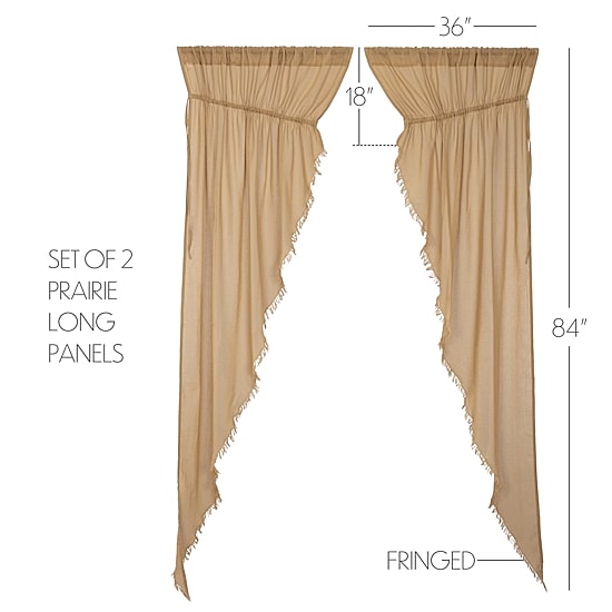 Vhc Brands Tobacco Cloth Prairie Rod Pocket Sheer Set of 2 Curtain Panel