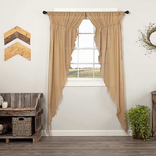Vhc Brands Tobacco Cloth Prairie Rod Pocket Sheer Set of 2 Curtain Panel
