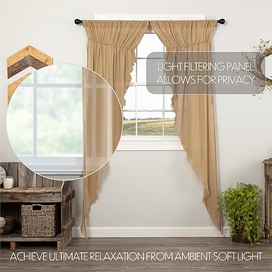 Vhc Brands Tobacco Cloth Prairie Rod Pocket Sheer Set of 2 Curtain Panel