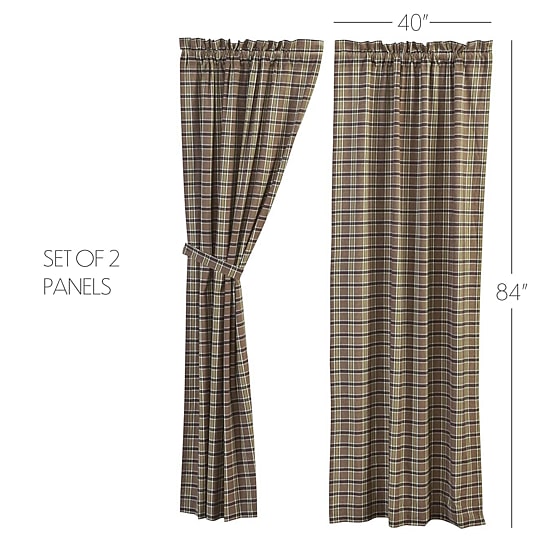 Vhc Brands Wyatt Plaid Rod Pocket Light-Filtering Set of 2 Curtain Panel