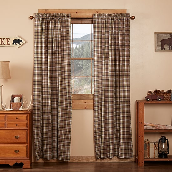 Vhc Brands Wyatt Plaid Rod Pocket Light-Filtering Set of 2 Curtain Panel