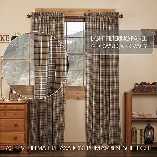 Vhc Brands Wyatt Plaid Rod Pocket Light-Filtering Set of 2 Curtain Panel