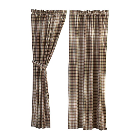 Vhc Brands Wyatt Plaid Rod Pocket Light-Filtering Set of 2 Curtain Panel