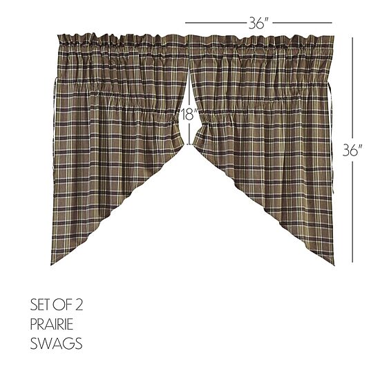 Vhc Brands Wyatt Plaid Prairie Swag Rod Pocket Tailored Valance
