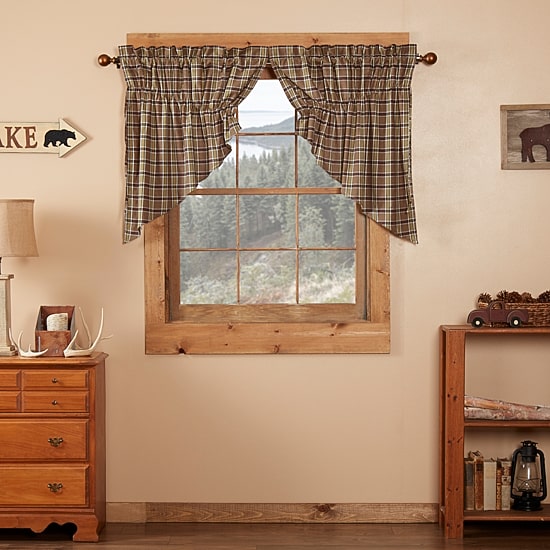 Vhc Brands Wyatt Plaid Prairie Swag Rod Pocket Tailored Valance