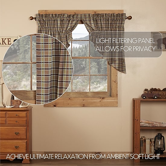 Vhc Brands Wyatt Plaid Prairie Swag Rod Pocket Tailored Valance